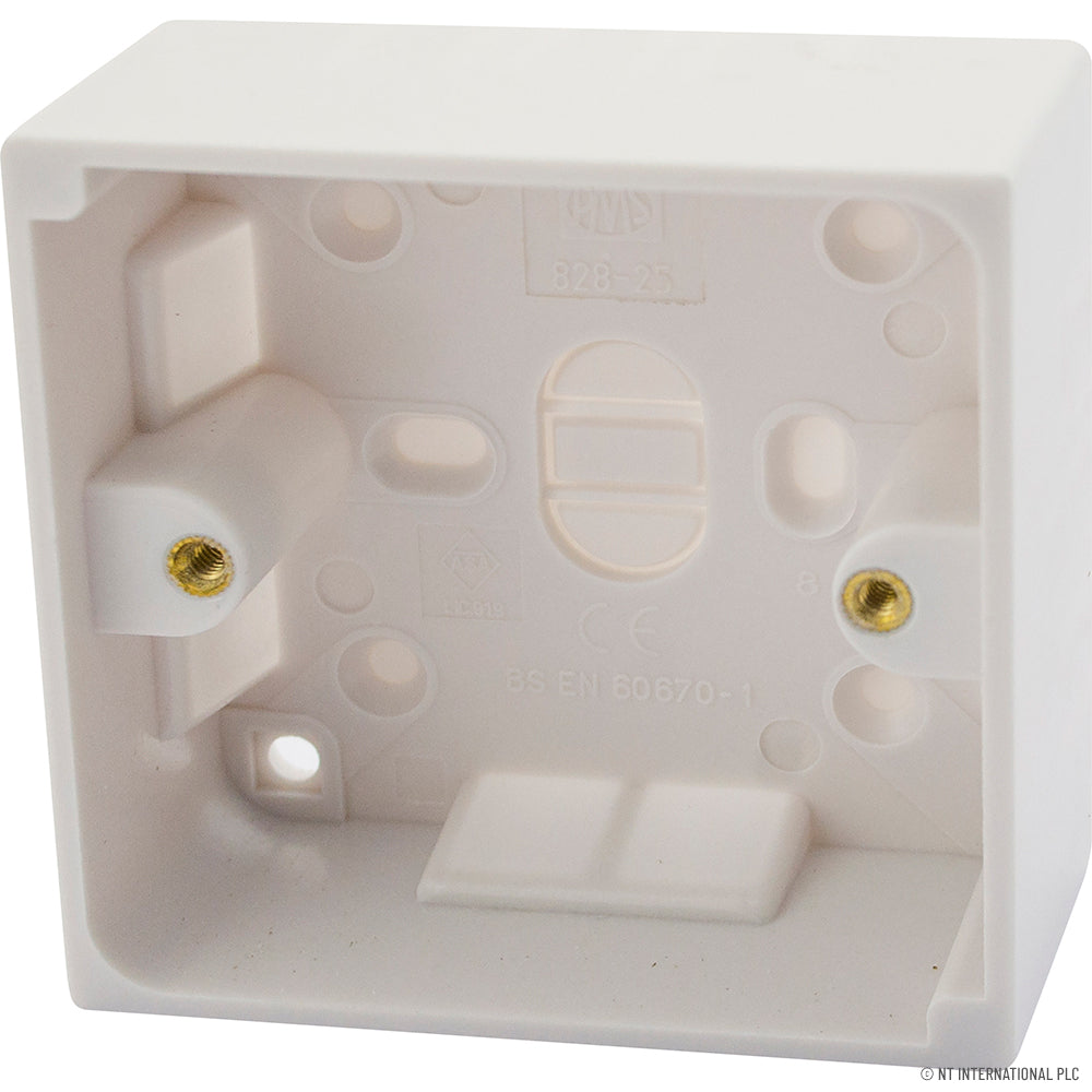 1 Gang Pattress Box 25mm Single (10) White