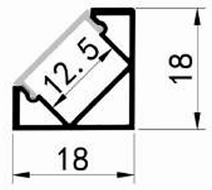 45dg. Angled Corner Aluminium Profile